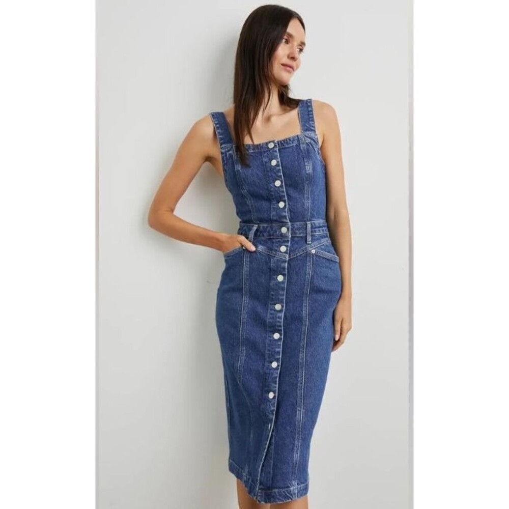 Rails Size XS Mailbu Denim Button Front Midi Dress Sleeveless Western Cowgirl